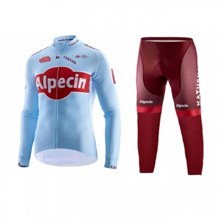 Set Wielershirt Lange Mouw + Fietsbroek Lang 2019 Team Katusha Alpecin N001